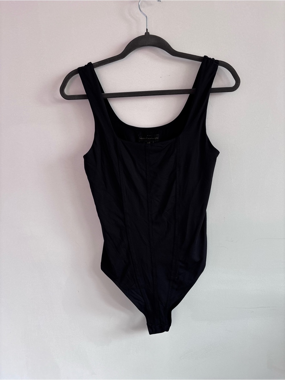 House of Harlow 1960 Fitted Black Scoop Neck Tank Bodysuit, Size Medium